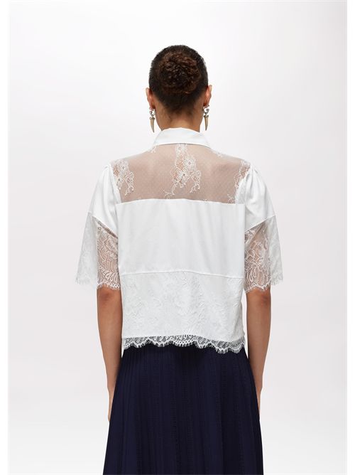 Camicia in cotone con pizzo BLUGIRL BLUMARINE | RA6142T544A/11111